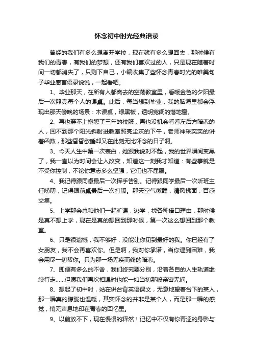怀念初中时光经典语录