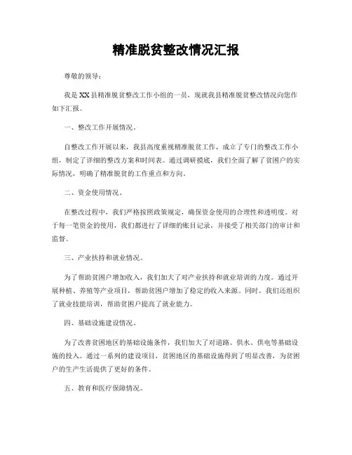 精准脱贫整改情况汇报