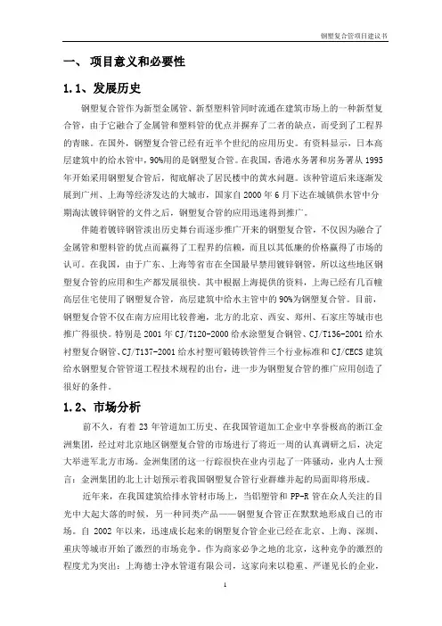 钢塑复合管项目可行性分析报告