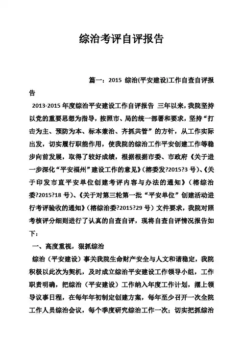 综治考评自评报告