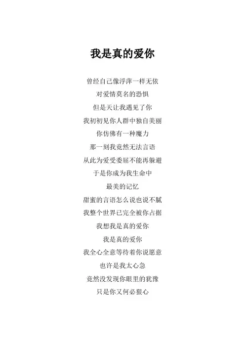 李宗盛《我是真的爱你》歌词(专辑：男人三十)