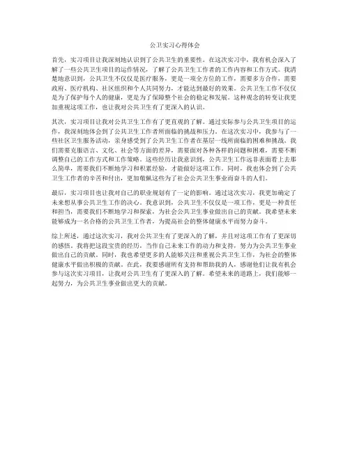 公卫实习心得体会