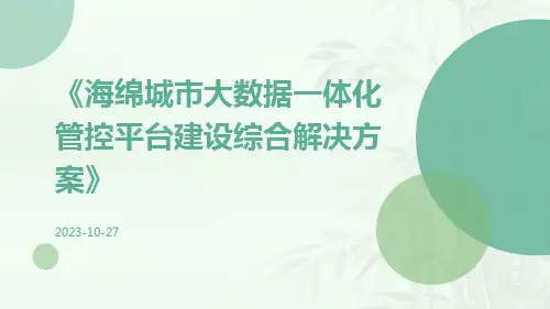 海绵城市大数据一体化管控平台建设综合解决方案