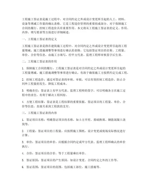 工程施工签证表