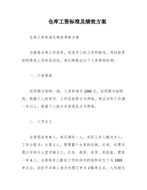 仓库工资标准及绩效方案