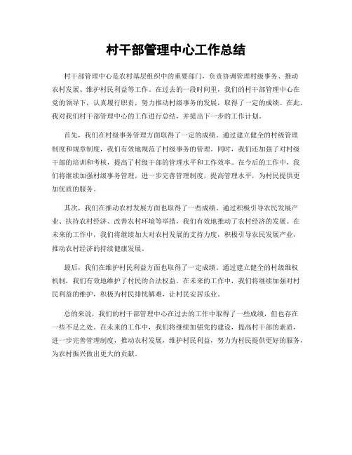 村干部管理中心工作总结