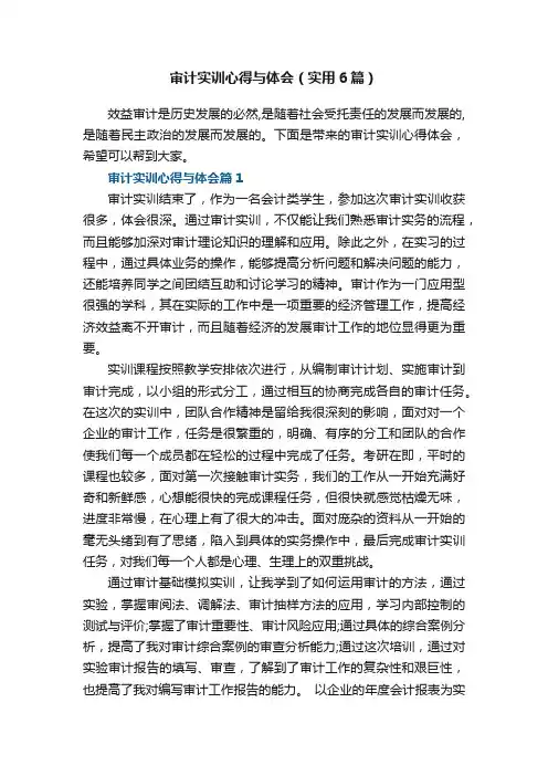 审计实训心得与体会（实用6篇）