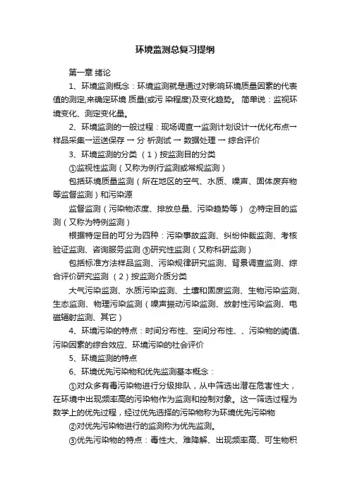 环境监测总复习提纲