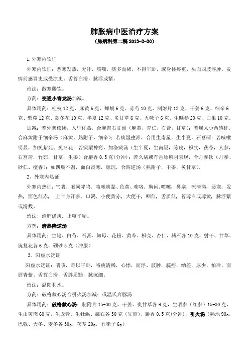 肺胀病中医治疗规范