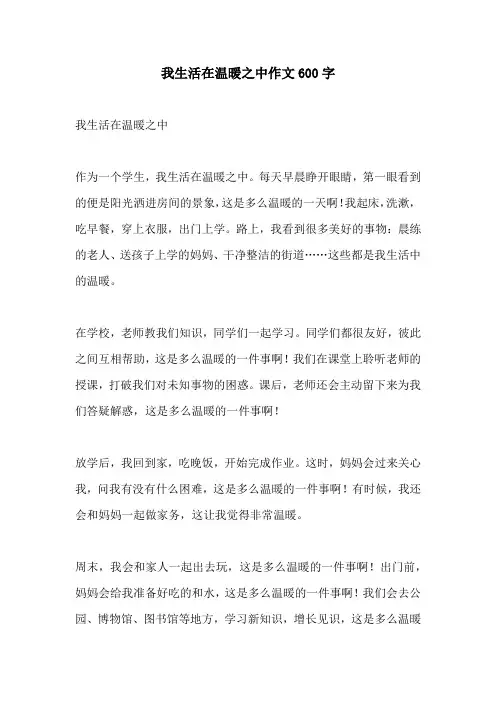 我生活在温暖之中作文600字