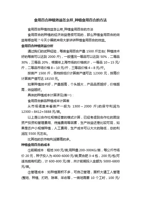 食用百合种植效益怎么样_种植食用百合的方法
