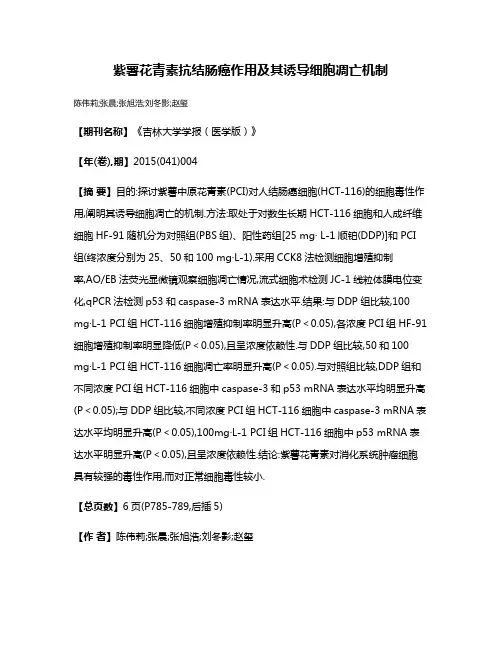 紫薯花青素抗结肠癌作用及其诱导细胞凋亡机制