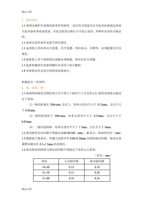 (整理)龙门吊车维护、修理标准