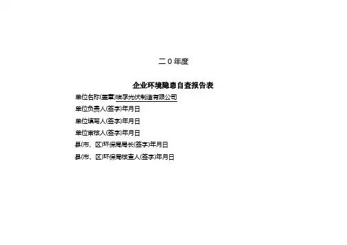 企业环境隐患自查报告表