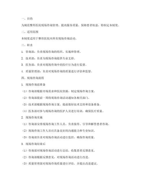 整形医院现场咨询管理制度