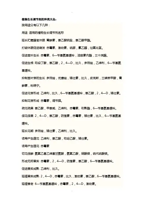 植物生长调节剂大全