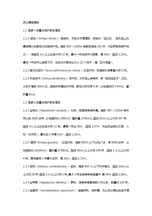 浙江臻稀植物名录