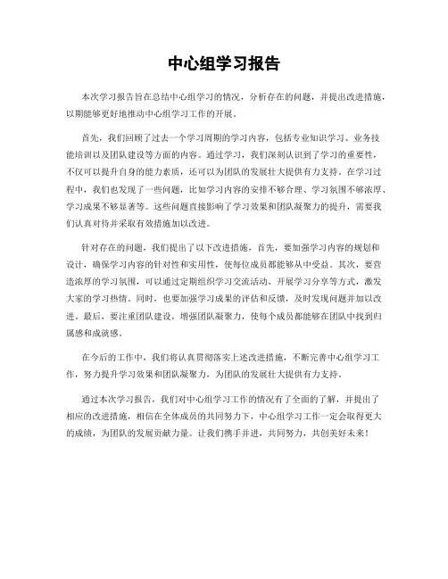 中心组学习报告