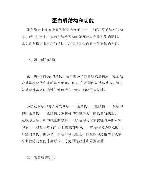 蛋白质结构和功能