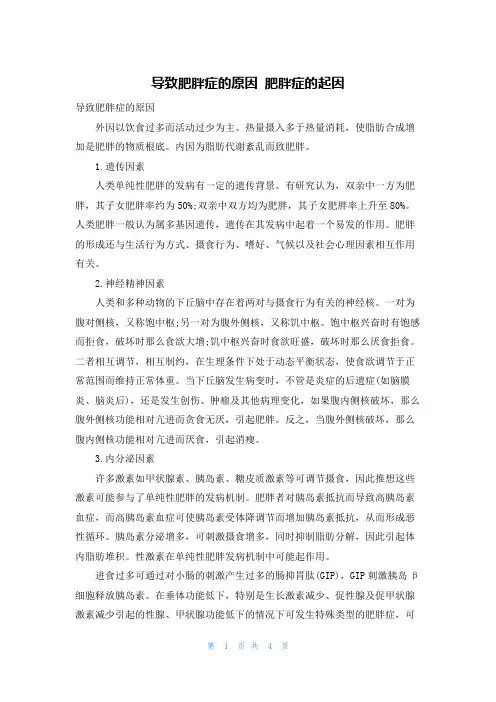 导致肥胖症的原因 肥胖症的起因