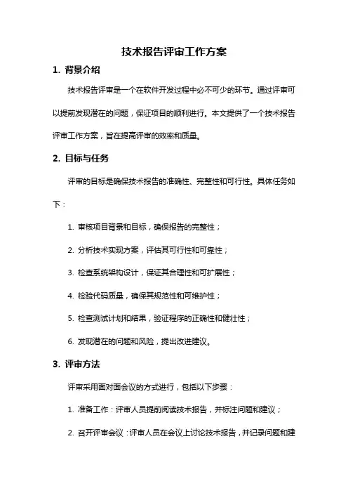 技术报告评审工作方案