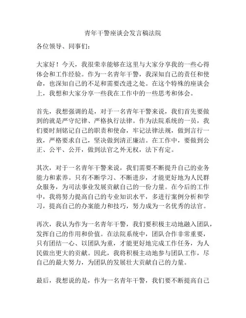 青年干警座谈会发言稿法院