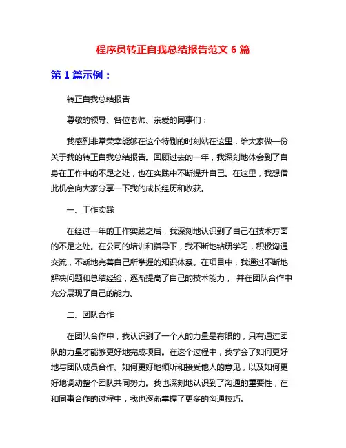 程序员转正自我总结报告范文6篇
