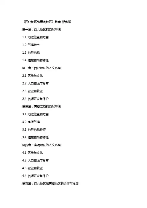 《西北地区和青藏地区》教案 湘教版