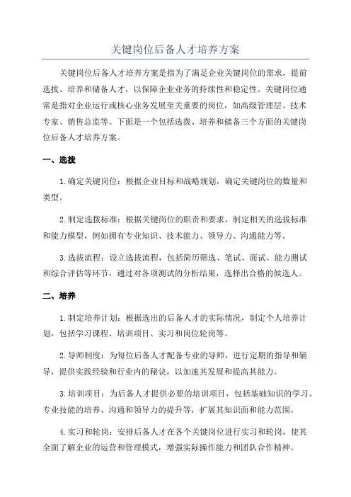 关键岗位后备人才培养方案