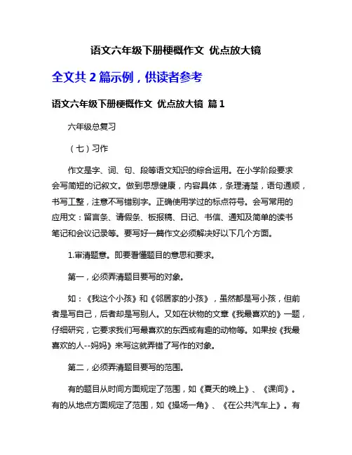 语文六年级下册梗概作文 优点放大镜