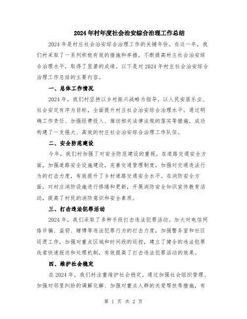 2024年村年度社会治安综合治理工作总结