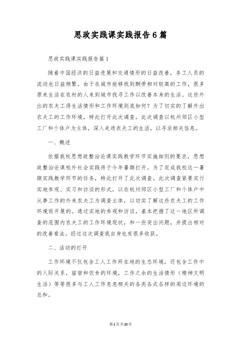 思政实践课实践报告6篇