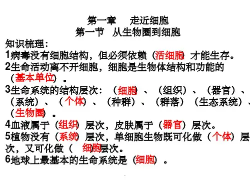 高中生物必修1复习