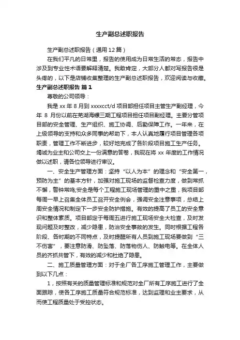 生产副总述职报告