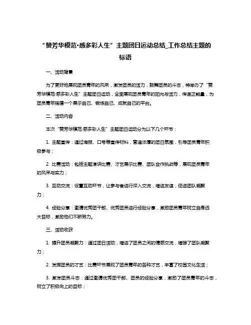 “赞芳华模范·感多彩人生”主题团日运动总结_工作总结主题的标语