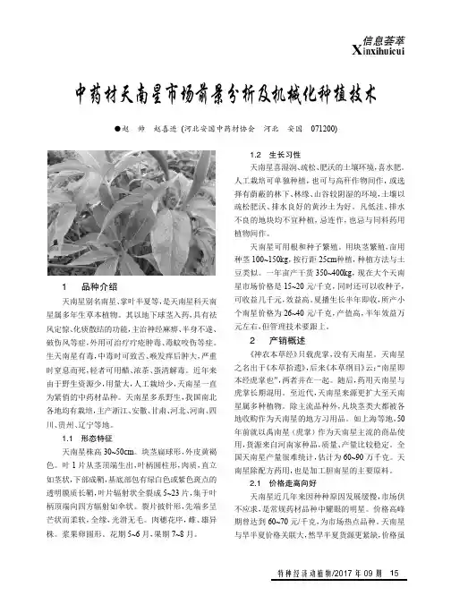 中药材天南星市场前景分析及机械化种植技术