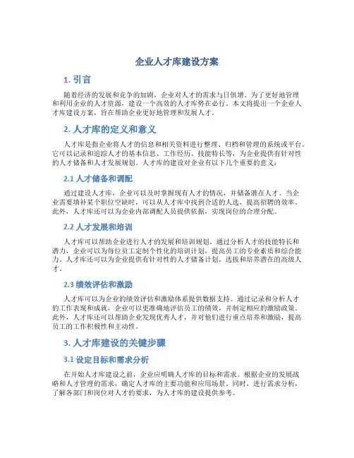 企业人才库建设方案
