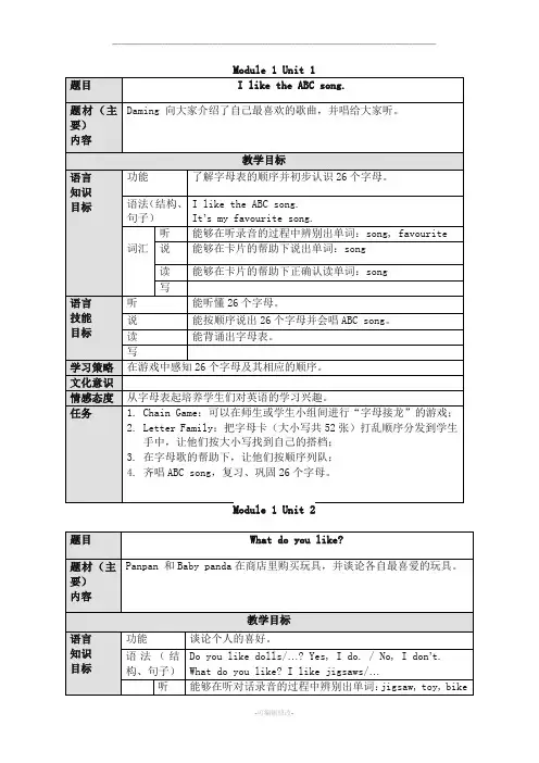 外研版一年级起点二年级上册英语教案全册61404