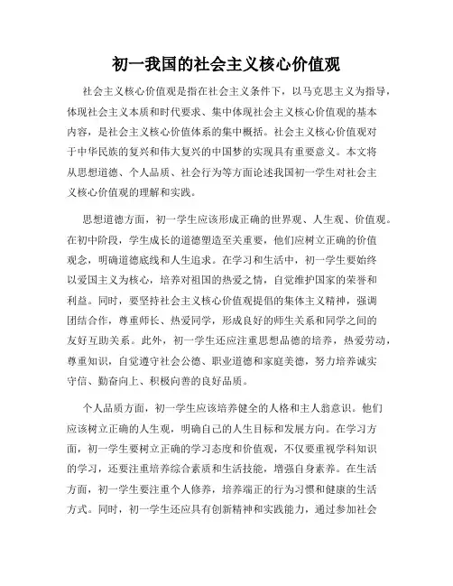 初一我国的社会主义核心价值观