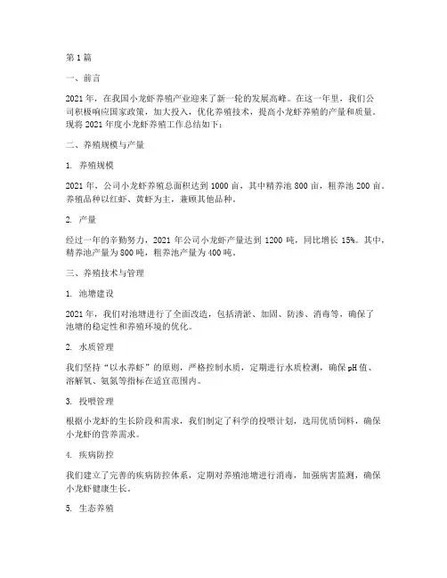 年底工作总结小龙虾(3篇)