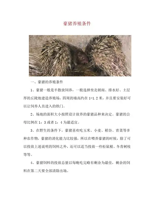 豪猪养殖条件