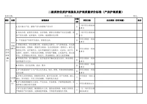 产房护理质量评价标准