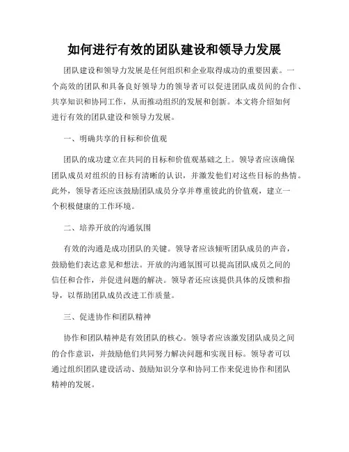 如何进行有效的团队建设和领导力发展