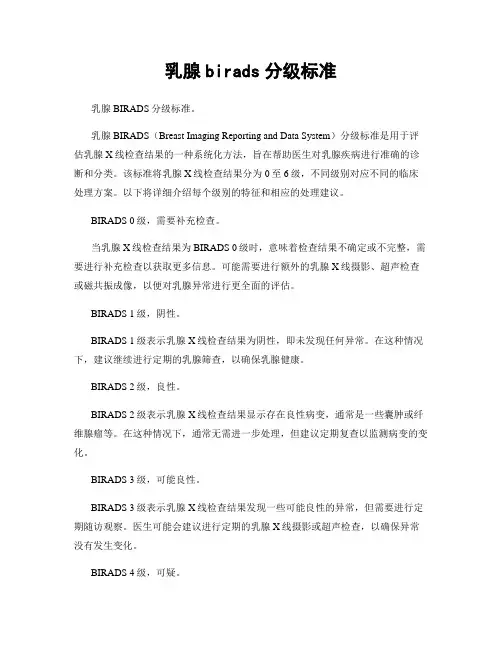 乳腺birads分级标准
