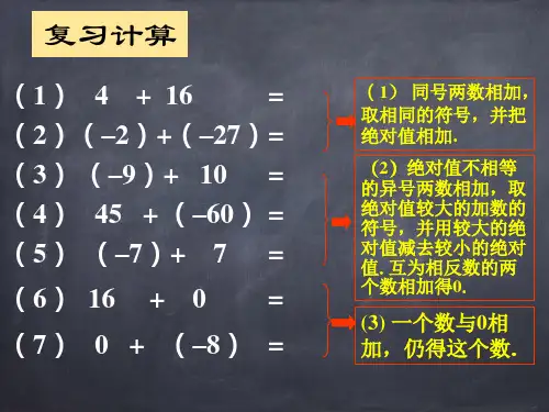 人教版七年级上册数学课件1.3.2有理数的减法(共21张PPT)