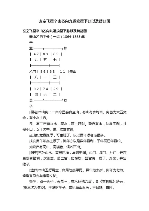玄空飞星辛山乙向九运挨星下卦以及替卦图