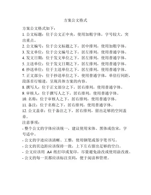 方案公文格式