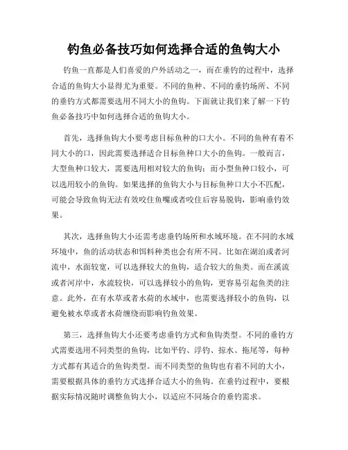 钓鱼必备技巧如何选择合适的鱼钩大小
