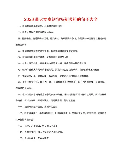 抖音最火文案短句特别吸粉的句子大全