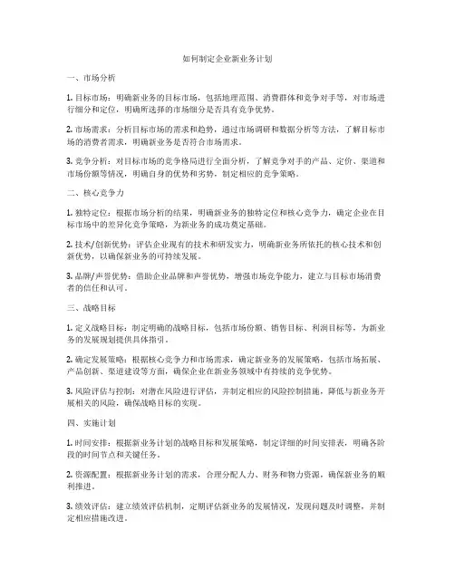 如何制定企业新业务计划